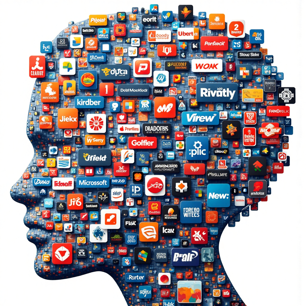 像素藝術風格的科技公司標誌拼貼,如蘋果、微軟、亞馬遜、NVIDIA,代表 QQQ ETF 的持股組合