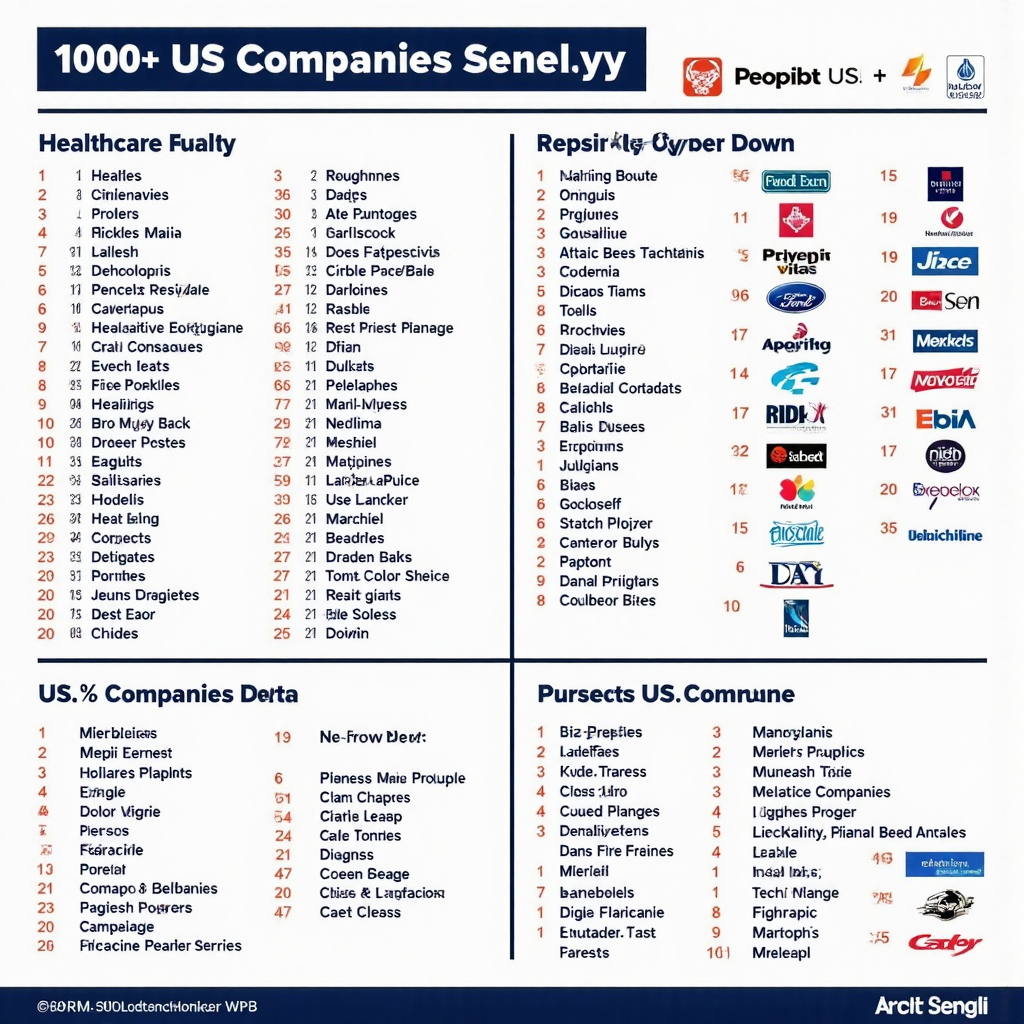 A stylized infographic depicting the 1000 top US companies within the Russell 1000 index showcasing various industry sectors like technology healthcare and finance