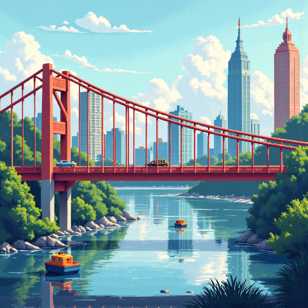 瑞士法郎 CHF 與台幣 TWD 連結的橋樑像素藝術插圖，象徵便捷兌換與金融連結