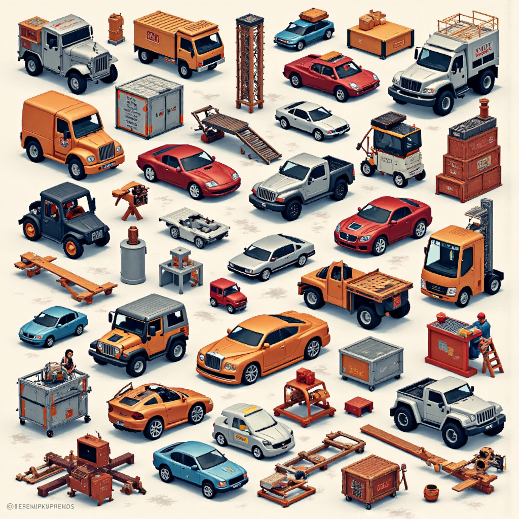 A vibrant illustration showcasing everyday items made from different metals like kitchenware electronics and vehicles arranged in a pleasing composition with soft lighting