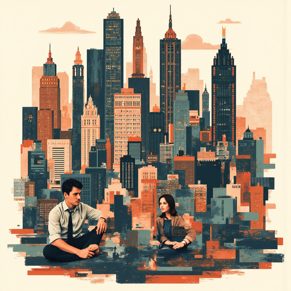 ภาพประกอบแบบคอลลาจแสดงเทรดเดอร์หลากหลายในตลาดต่างๆ เช่น สกุลเงิน ฟอเร็กซ์ น้ำมัน และหุ้น รูปทรงเรขาคณิตสไตล์และกราฟการเงินเบาๆ สร้างองค์ประกอบที่เคลื่อนไหว