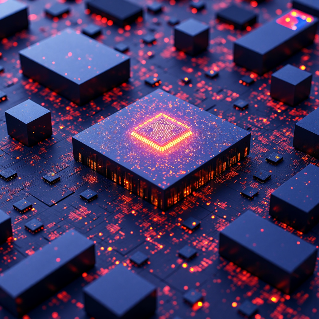 NVIDIA GPU 與全球供應鏈的像素藝術插圖，融入台灣元素，展現科技進步氛圍