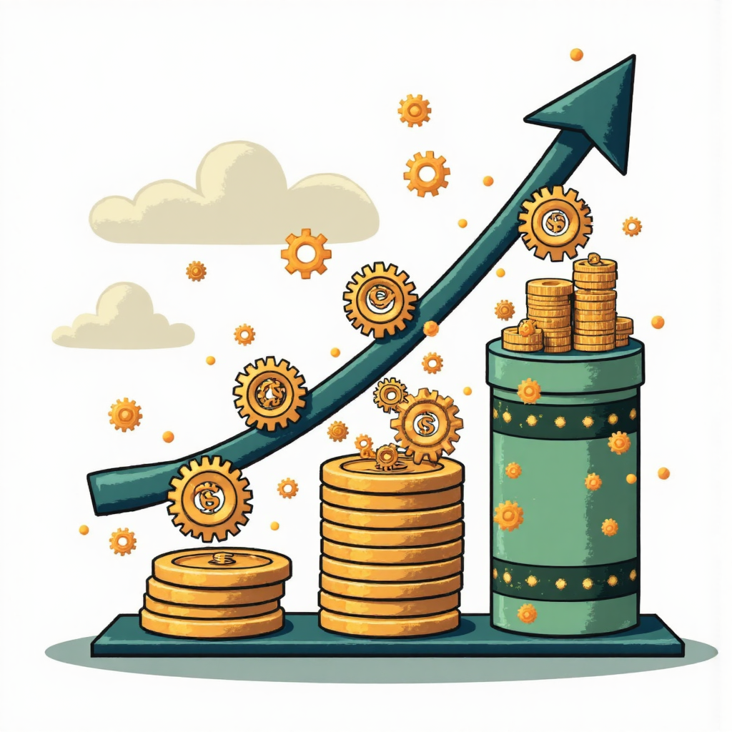 現金與等價物平衡短期負債的資訊圖,像素藝術風格,顯示向上趨勢