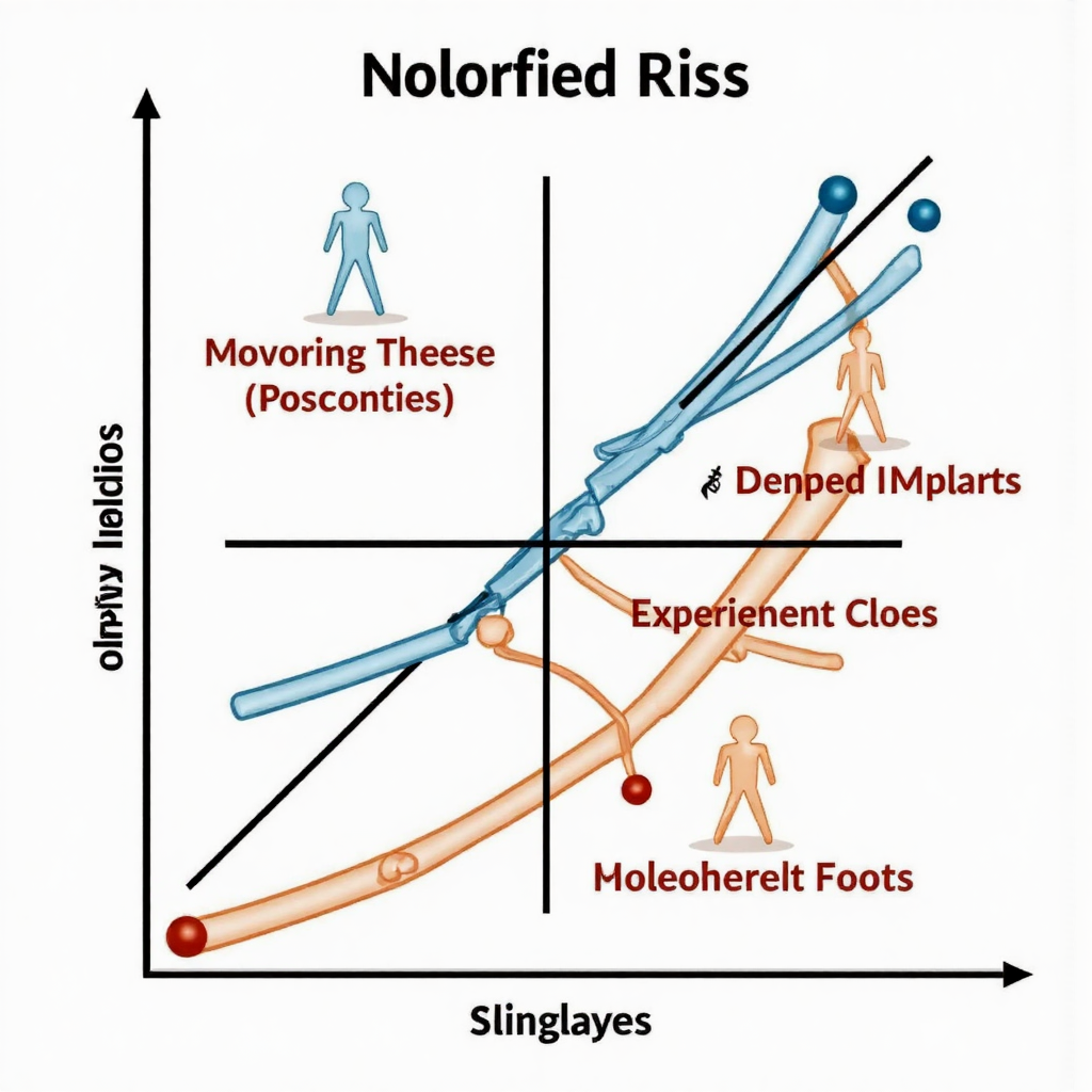 風險矩陣視覺表示,顯示機率與影響軸及遞增危險區域的像素藝術插圖,強調主動風險評估