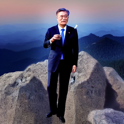 Moon Jae In smokes a cigarette on top of rocky mountain and jump