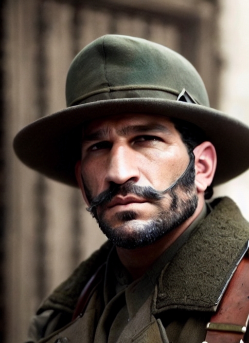 Jon Bernthal as a WW1 Soldier))) (olive skin tone), straight nose
