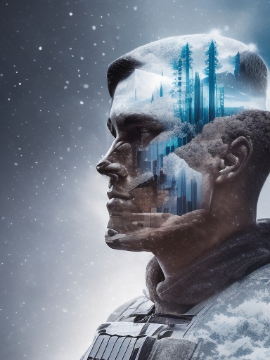 double exposure photograph of a soldier in full gear <dublex> <dreamlike>
