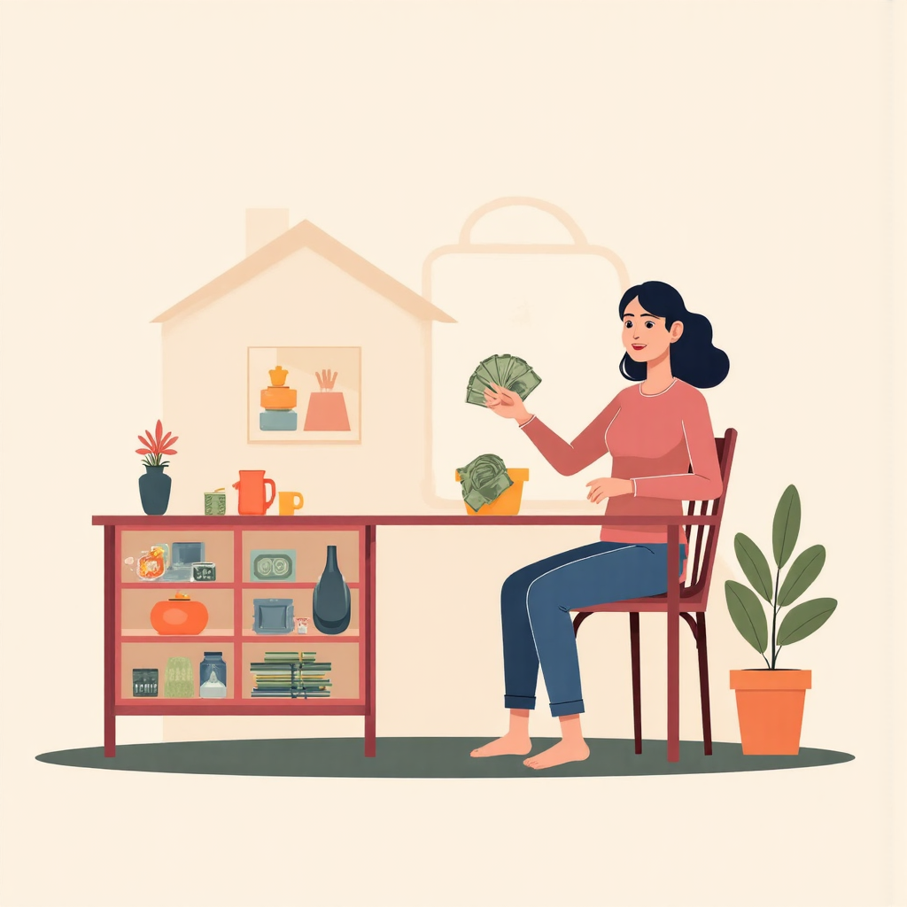 ภาพประกอบน่ารักสไตล์พิกเซลอาร์ตที่แสดงภาพครัวเรือนไทยกำลังจัดการงบประมาณท่ามกลางอัตราดอกเบี้ยที่สูงขึ้น ด้วยสีพาสเทลอ่อนโยนและภาพลักษณ์นุ่มนวล