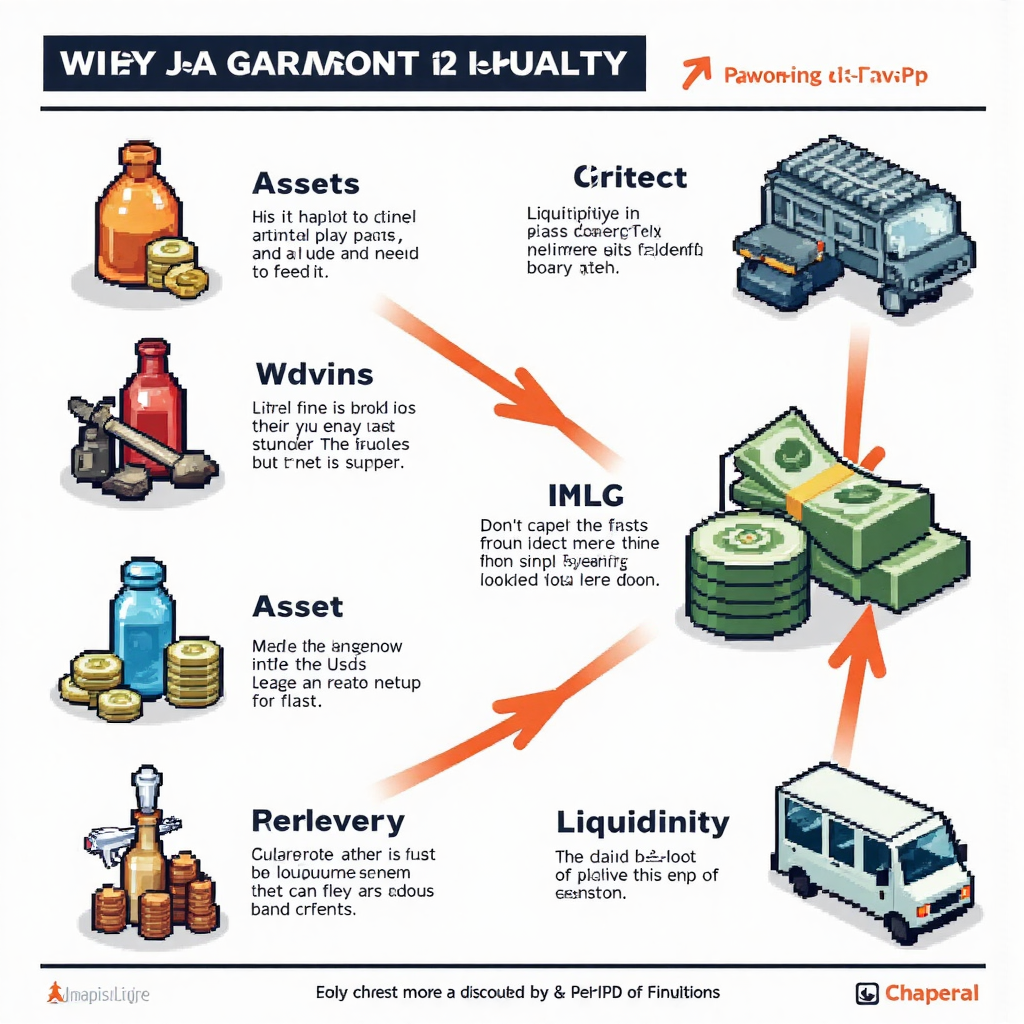 A vibrant illustrated infographic explaining the concept of financial liquidity with clear icons and flowing lines showing the conversion of assets to cash