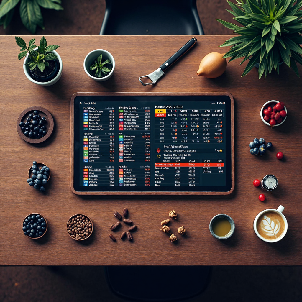 A top-down view of diverse financial instruments like currency pairs stock tickers and commodity symbols arranged artfully on a wooden table with subtle lighting and a touch of Thai cultural elements