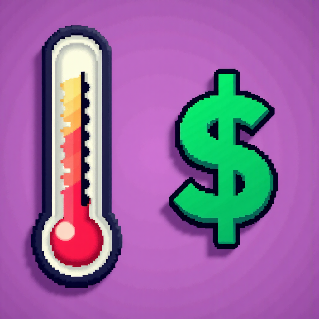 vibrant illustration of a thermometer beside a US dollar sign with subtle inflation graphics