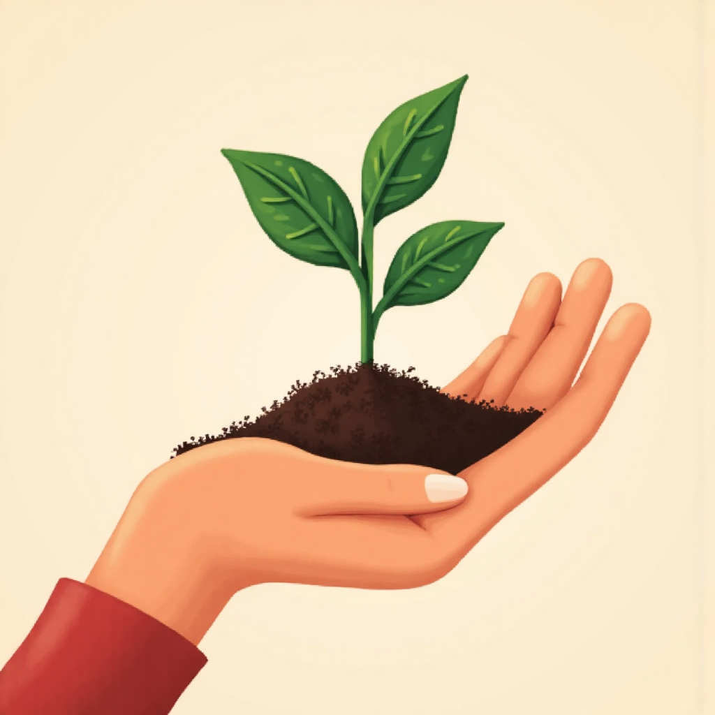 手持生長植物與金錢葉子的像素藝術圖像，象徵股票分紅帶來的金融成長