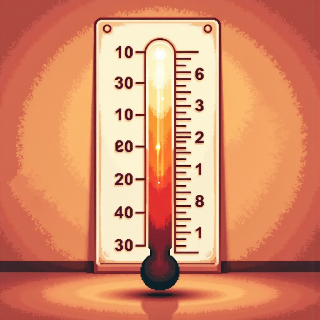 美國債券指數如金融溫度計般上升,反映全球經濟樂觀與穩定,像素藝術風格插圖