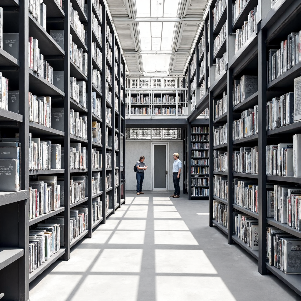 像素藝術風格的圖書館,展示井然有序的書架與清晰路徑,象徵優秀的資訊架構便利搜尋引擎爬蟲如友好機器人般探索知識