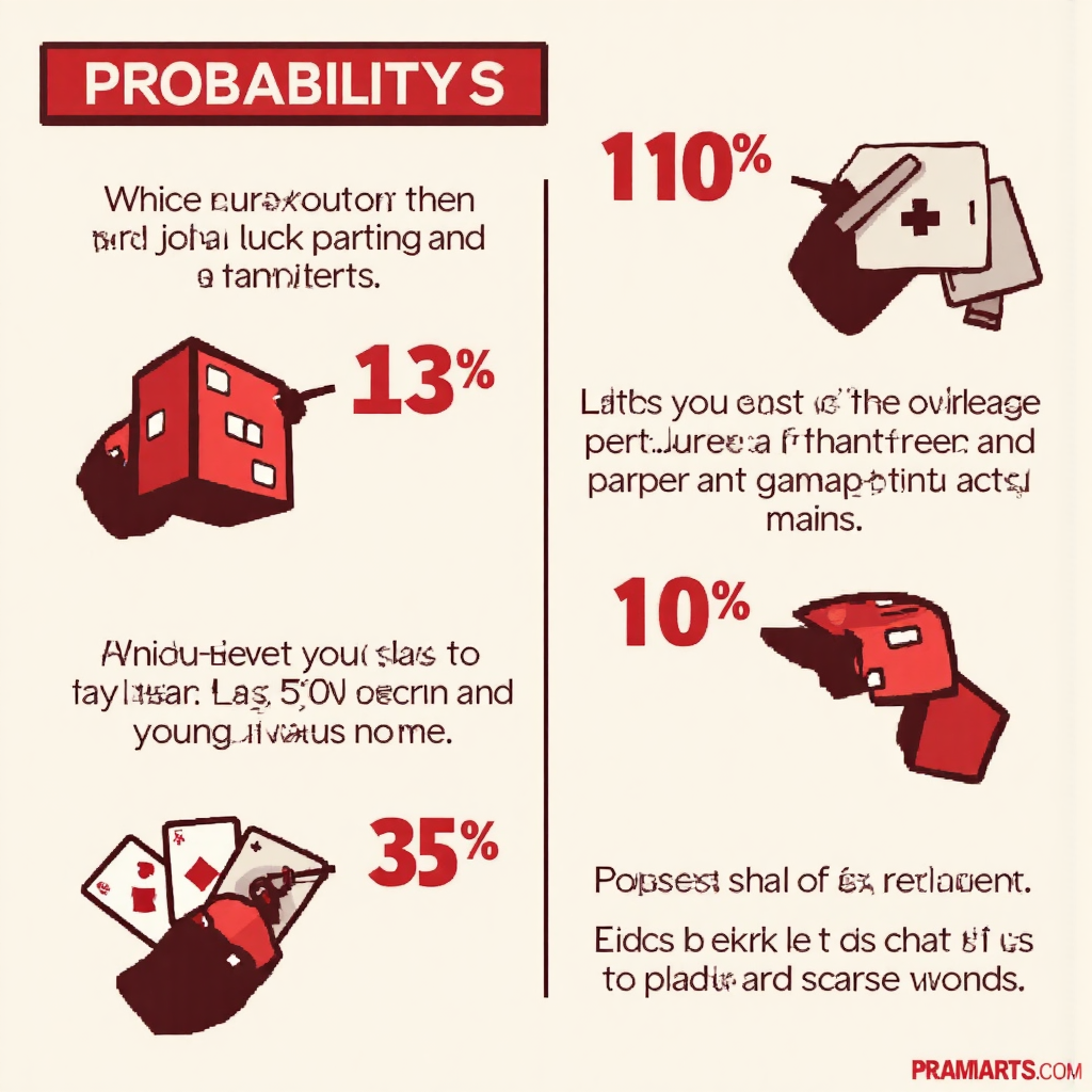 informative graphic illustrating probability concept with stylized dice and playing cards showing chance and luck in a clear and engaging flat design style