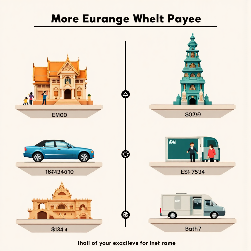 ภาพเปรียบเทียบสกุลเงินยูโรและบาทไทยพร้อมกราฟอัตราแลกเปลี่ยนและไอคอนแผนที่ในสไตล์แบนเรียบสมัยใหม่