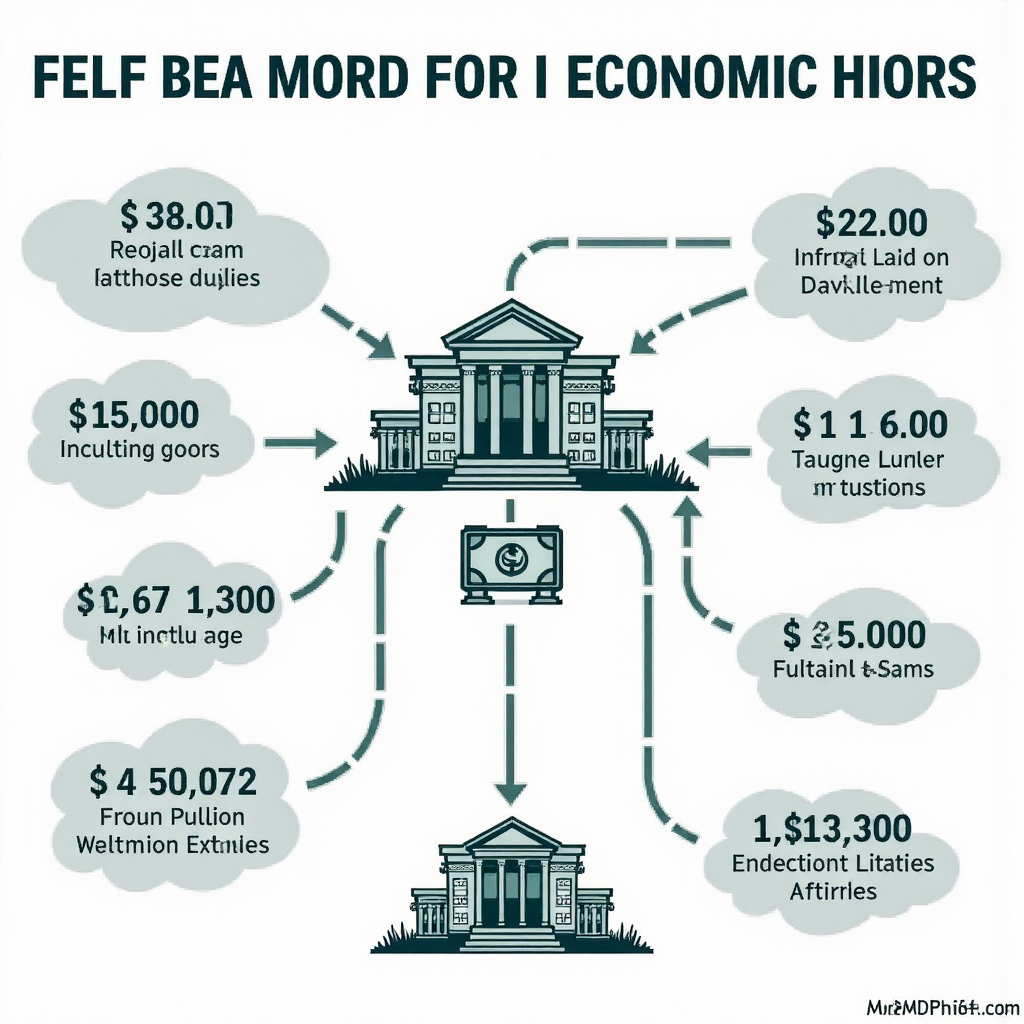 A stylized infographic showing interconnected economic elements like interest rates inflation and investment influenced by central bank operations with a clear flow