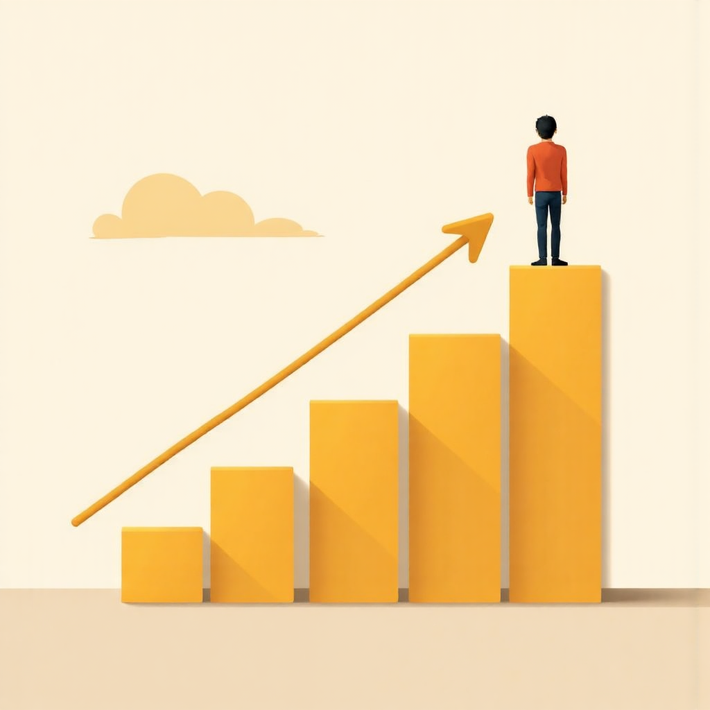 黃金價格上漲趨勢的像素藝術圖表,背景漸層柔和,帶有向上箭頭元素