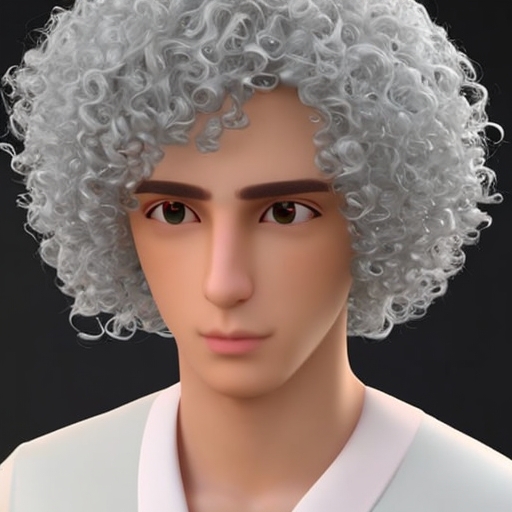 3d Handsome Israeli Guy Short Curly Silver Hair 20 To 30 Years Old 
