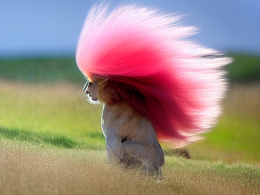 electricity striking lions mane against the wind while running