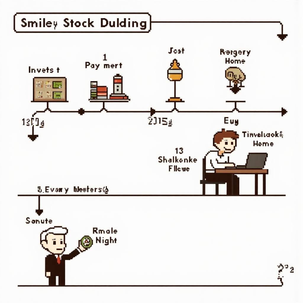 股票分紅事件時間線圖像，從股東會到發放日，顯示貨幣流向投資者的像素藝術示意圖