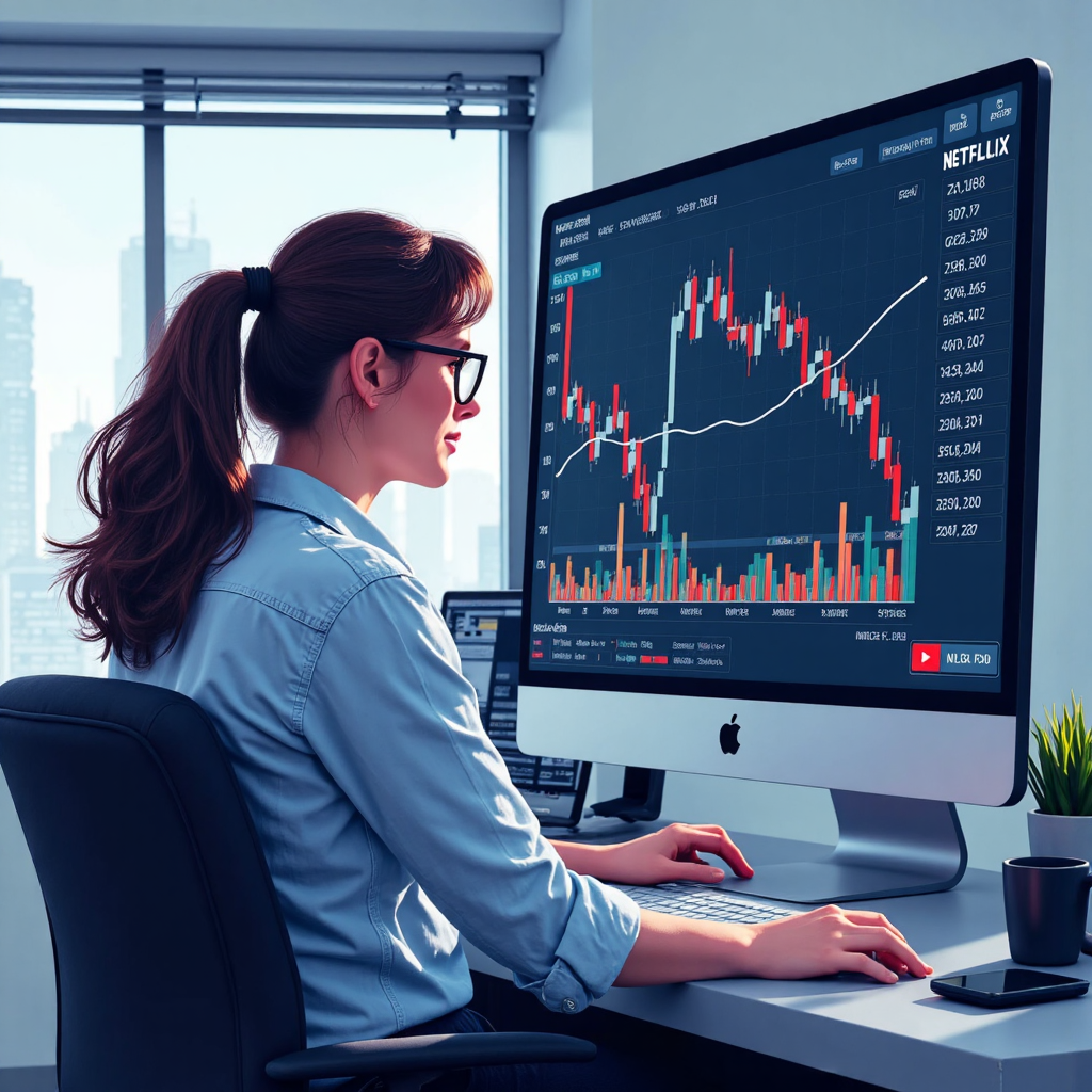 金融分析師檢視 Netflix 股價圖表