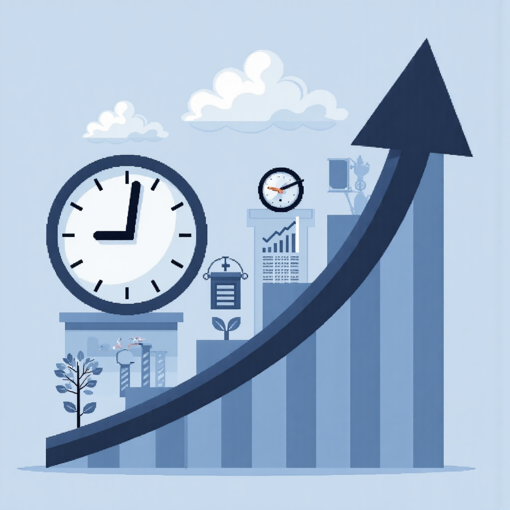 通膨趨勢預測圖像，顯示上升圖表與向下箭頭預測