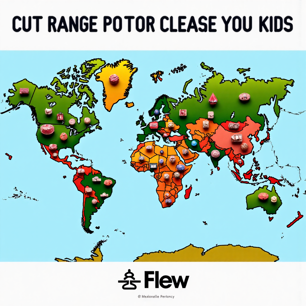 A vibrant illustration showing diverse financial assets like stocks, forex, commodities, and cryptocurrencies laid out on a world map, representing the wide range of tradable assets with CFDs, using bright and inviting colors