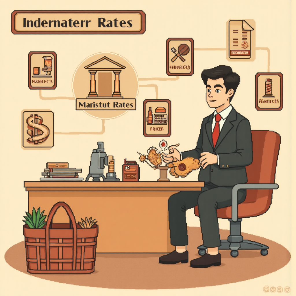 中央銀行官員調整利率，排除食品與能源圖示，示意核心 CPI 計算過程