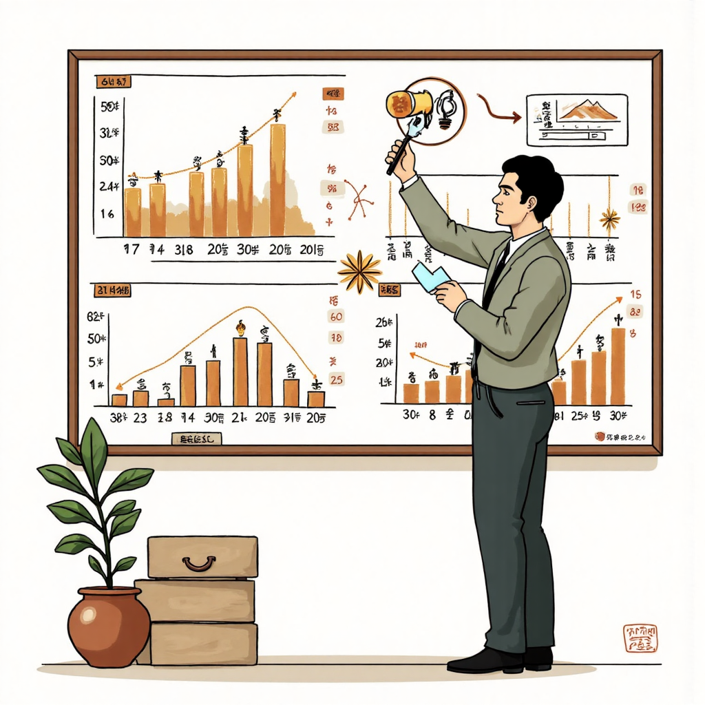 台灣投資者導航香港交易所圖表的像素藝術插圖,象徵清晰決策