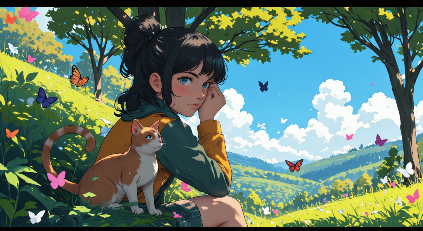 /workflow girl looking into the distance, she has ...