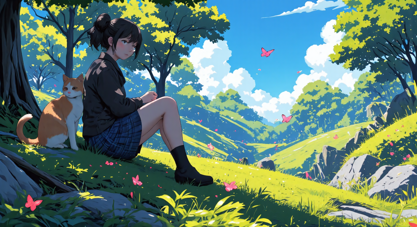 /workflow girl looking into the distance, she has ...
