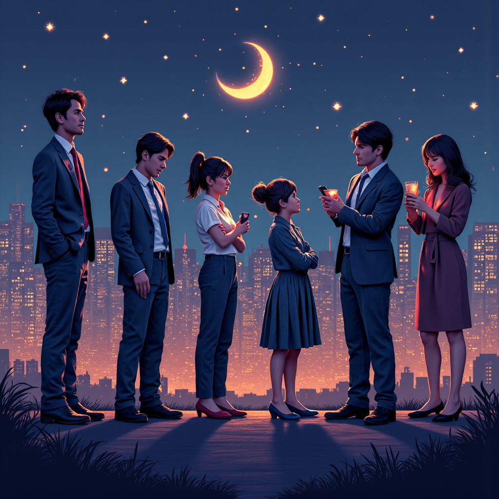 多元投資者觀察日經225期貨圖表的溫馨插圖