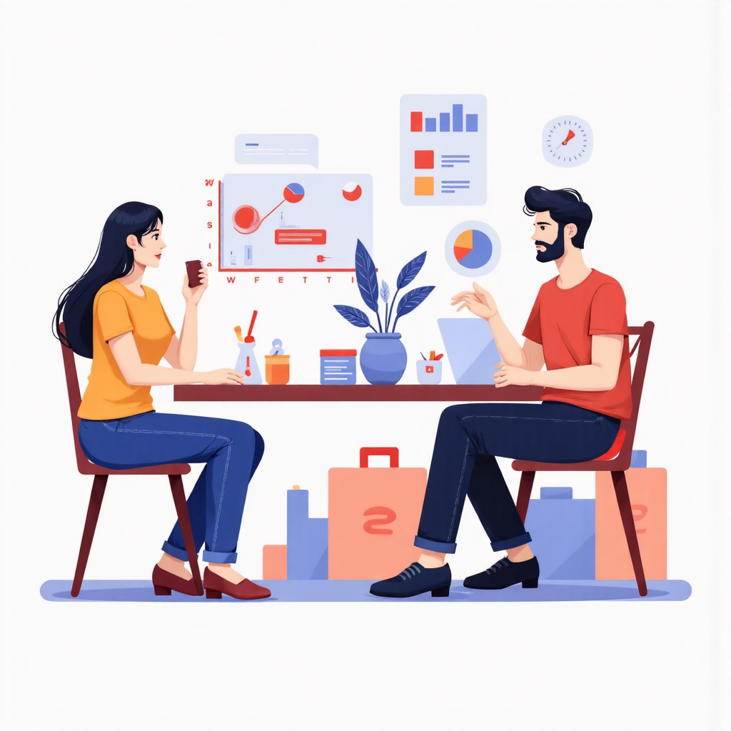 ภาพประกอบสมัยใหม่แสดงแนวคิดมูลค่าปัจจุบันและกระแสเงินสดอนาคต ด้วยรูปร่างเรขาคณิตนามธรรมและไล่เฉดสีอ่อน สื่อถึงการวางแผนการเงินและการมองการณ์ไกล