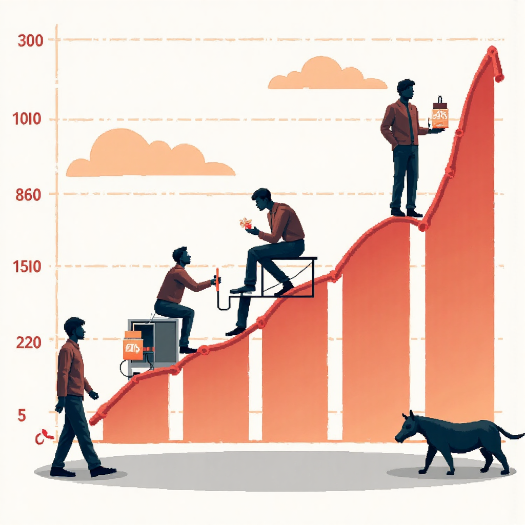 現代像素藝術風格的上升趨勢圖表,象徵 SEO 內容策略的核心成長與數據分析