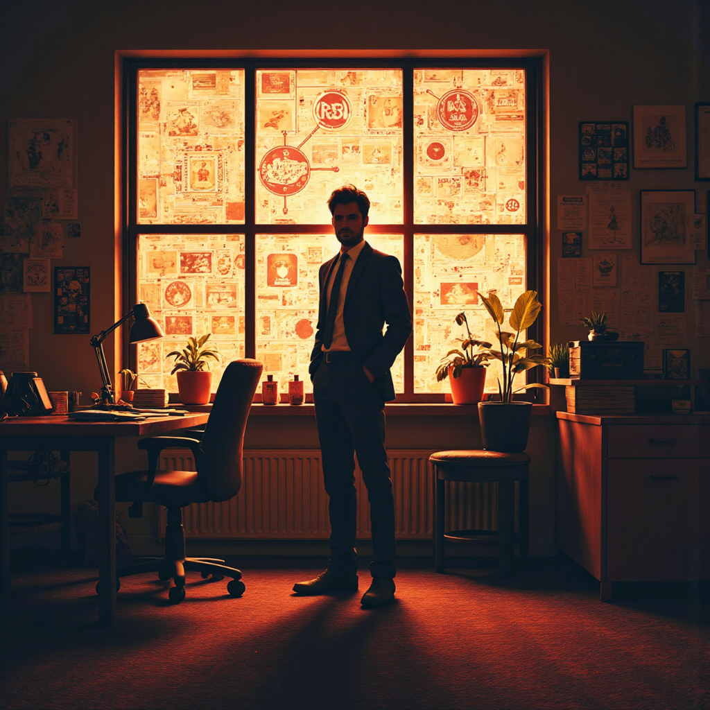 複雜風險網絡包圍決心企業領導者的像素藝術插圖,營造現代遊戲風格