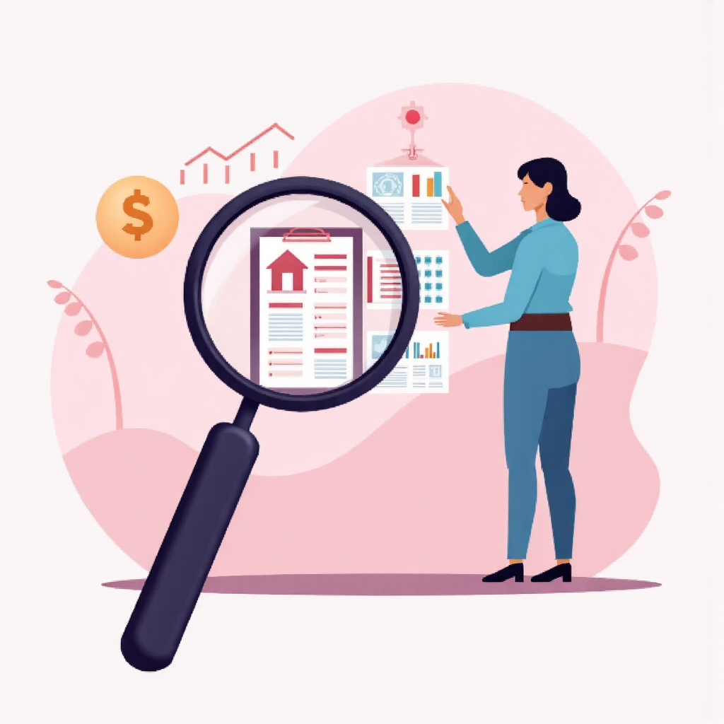 放大鏡檢視美債,象徵對金融指標的深入剖析