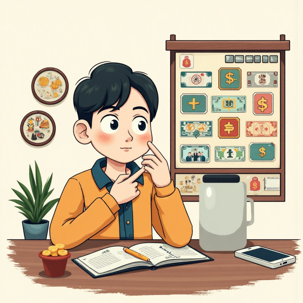 台灣投資者觀察多元金融組合的插圖,象徵在地經濟成長與穩定機會