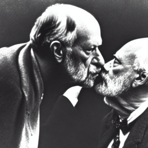Sigmund Freud and Carl Jung kissing Images.AI Diffusion