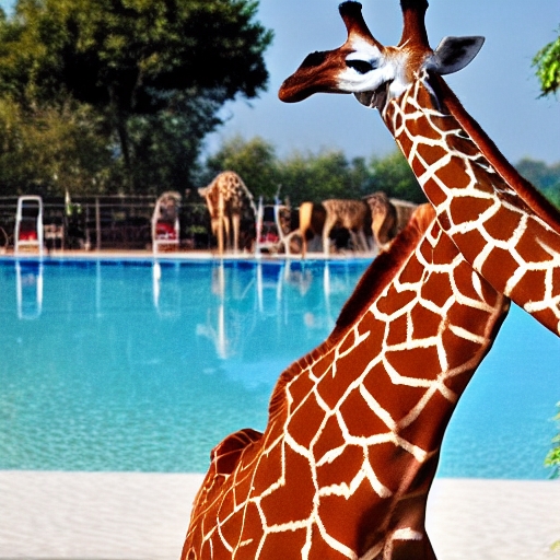 Giraffes Swimming