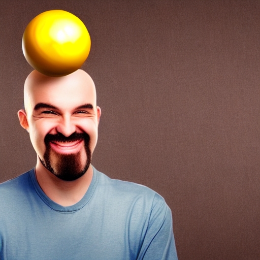 bald man with a bowling pin head with goatee smiling Images.AI Diffusion