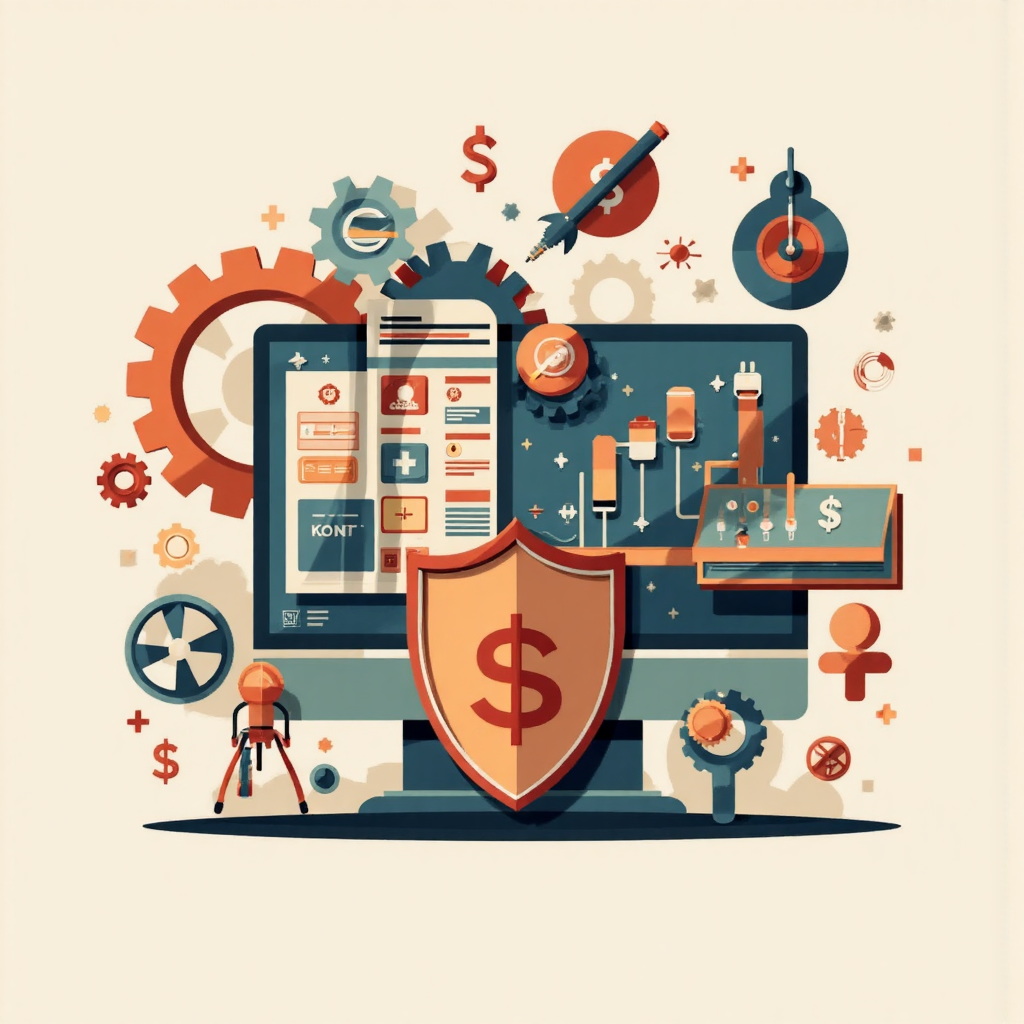 財務風險與保護元素向量插圖