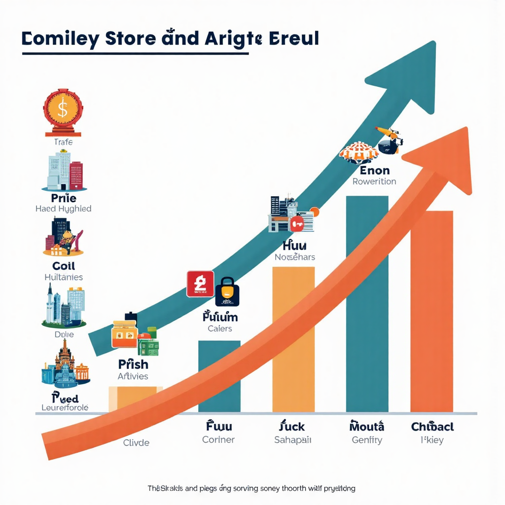 A visual representation of a diversified investment portfolio with different equity types symbolized by icons of companies and growth arrows in a clean modern Thai art style