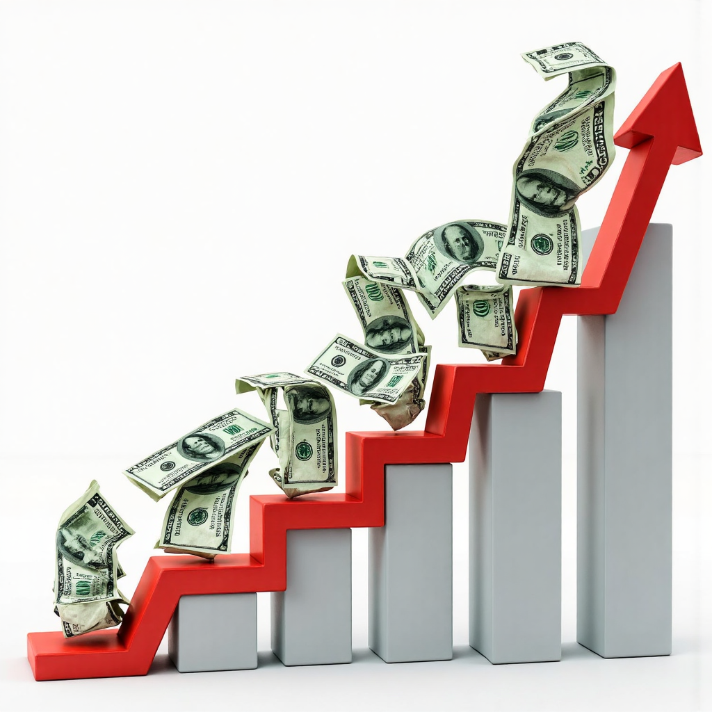 美元與新台幣貨幣流向成長圖表特寫，象徵財務收益，專業像素藝術風格