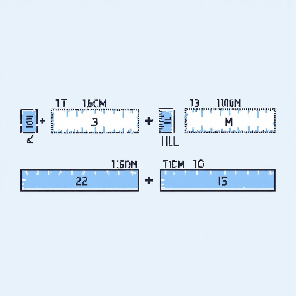 A diagram showing the conversion of 'hoon' units to centimeters and millimeters with clear numerical labels and arrows in a minimalist technical style with a light blue and white color palette