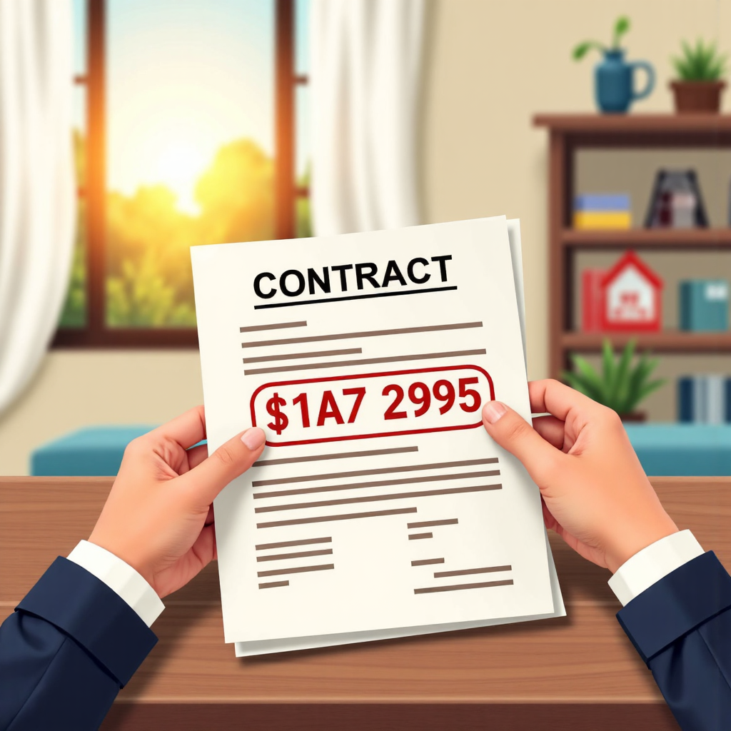 像素藝術風格的手持房屋合約圖像，陽光照亮前景，代表期權的核心概念