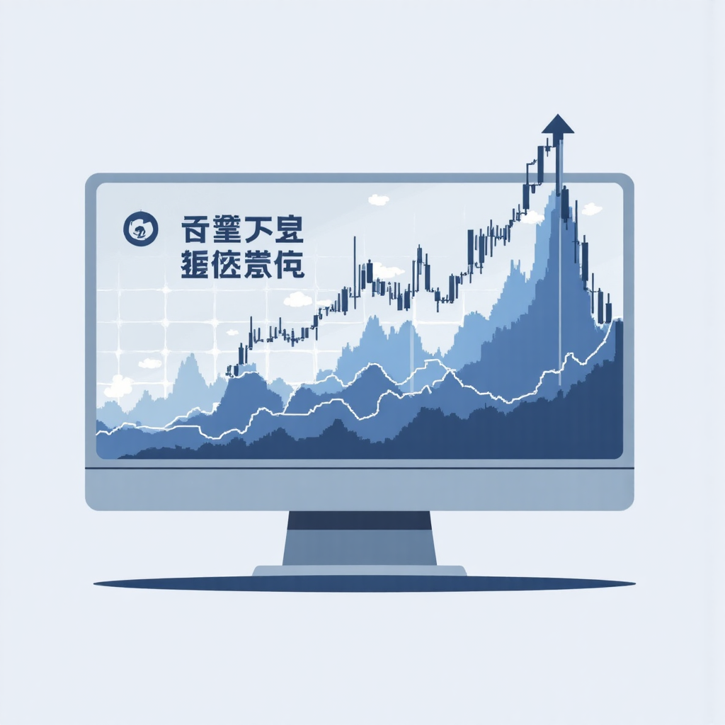 技術指標如MACD和RSI疊加在市場數據流抽象圖上的簡化圖形，以現代扁平設計和冷藍灰色調呈現的像素藝術