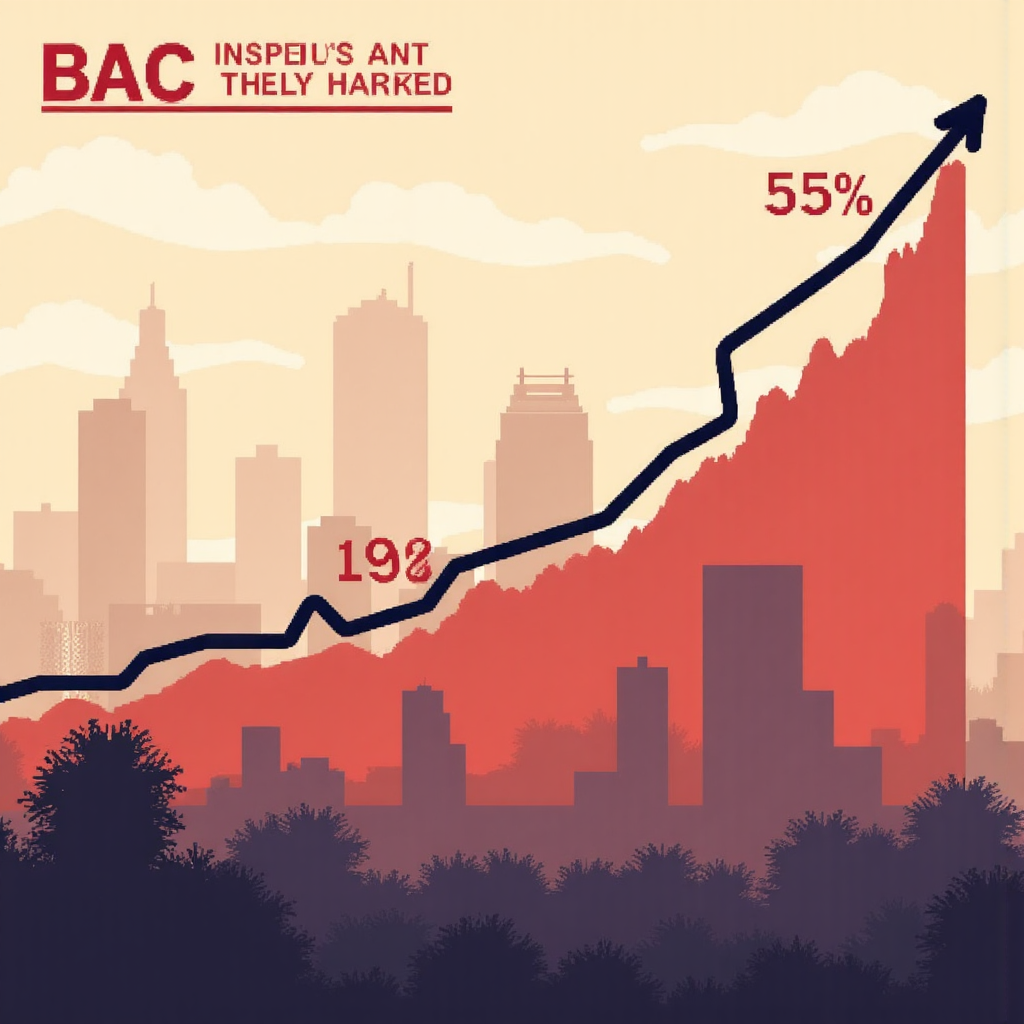 Bank of America BAC dynamic stock chart pixel art illustration