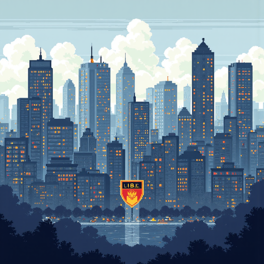 德國金融科技城市景觀，盾牌象徵 BaFin 監督建築群