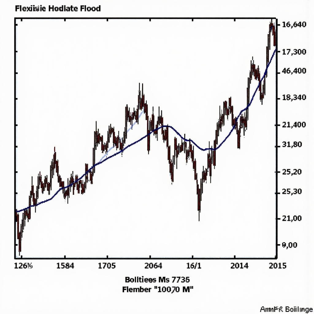 Bollinger Bands 三條線圍繞波動價格數據形成靈活通道的數位藝術作品
